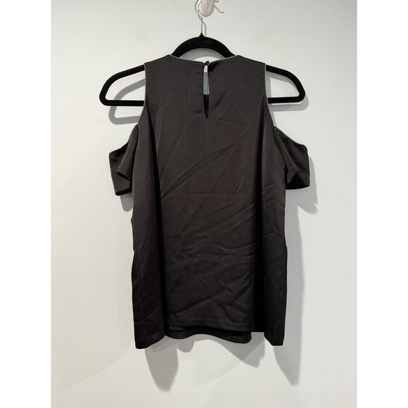 Cooper & Ella Top Womens Small Black Cut Out Cold Shoulder Workwear Old Money - Picture 2 of 5